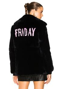 Alberta Ferretti Friday Rabbit Fur Coat In Blue