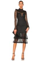 Nicholas Vine Lace Ruffle Midi Dress In Black