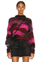Saint Laurent Camouflage Jacquard Sweater In Brown,pink,red,stripes