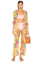 We Are Leone Ruby Ruffle Cardigan In Floral,pink,yellow