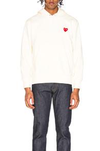Comme Des Garcons Play Pullover Hoodie With Red Emblem In Yellow