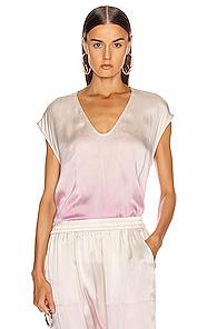 Raquel Allegra Perfect Shell Top In Ombre & Tie Dye,pink