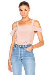 Tibi Cut Out Sleeve Top In Blue