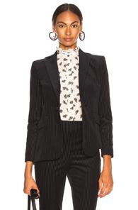 Frame Fine Variegated Blazer In Blue,stripes