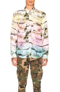 Amiri Beverly Hills Hawaiian Shirt In Pink,yellow,tropical
