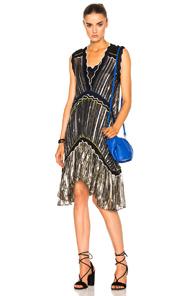 Peter Pilotto Metallic Chiffon Dress In Black,metallics