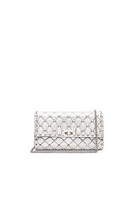 Valentino Quilted Metallic Rockstud Spike Clutch In Metallics