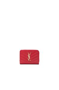 Saint Laurent Monogramme Compact Zip Around Wallet In Red