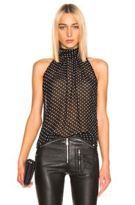 Rta Yvette Blouse In Black,polka Dots