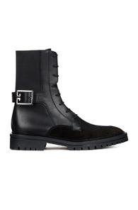 Givenchy Leather & Suede Aviator Lace Up Ankle Boots In Black