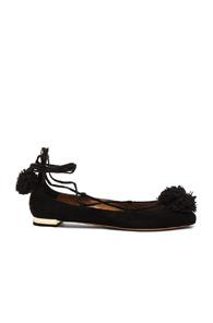 Aquazzura Suede Sunshine Flats In Black