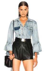 3.1 Phillip Lim Ruffle Denim Jacket In Blue