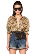 Saint Laurent Tropical Print Oversized Shirt In Abstract,green,neutral