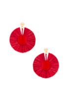 Oscar De La Renta Small Raffia Disk Earrings In Red