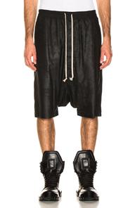 Rick Owens Leather Pod Shorts In Black