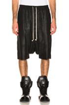 Rick Owens Leather Pod Shorts In Black