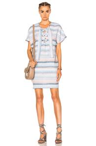 Mara Hoffman Lace Up Mini Dress In Blue,pink,stripes,white