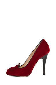 Charlotte Olympia Kitty Velvet Pumps In Red