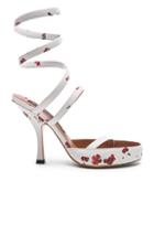Y Project Floral Leather Spiral Sandals In White,floral