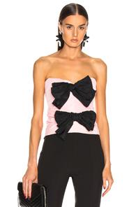 Carmen March Strapless Bow Top In Black,pink
