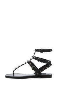 Valentino Noir Gladiator Leather Sandals T.05 In Black