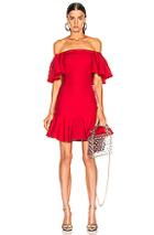 Valentino Off The Shoulder Ruffle Dress In Red