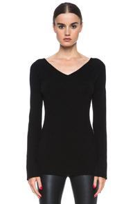 Inhabit Cashmere Double V-neck Sweater In Black