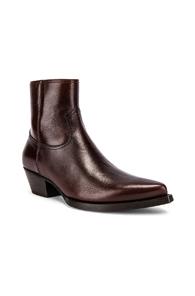Saint Laurent Lukas Zipper Boots In Brown