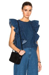 Sea Ruffled Top In Blue