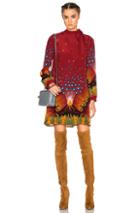 Valentino Tie Neck Dress In Red,abstract