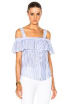 Veronica Beard Lacey Cold Shoulder Top In White,blue,stripes