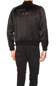 Saint Laurent Teddy Varsity Jacket In Black