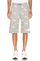 Thom Browne Hector Embroidered Classic Sweat Shorts In Animal Print,gray