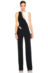 Mugler Bi Color Fitted Cady Jumpsuit In Black,white