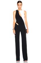 Mugler Bi Color Fitted Cady Jumpsuit In Black,white