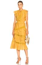 Sea Crochet Pom Pom Ruffle Dress In Yellow