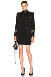 Pierre Balmain Military Midi Coat In Black