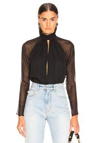 Fleur Du Mal Long Sleeve Keyhole Bodysuit In Black