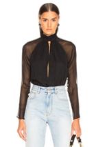 Fleur Du Mal Long Sleeve Keyhole Bodysuit In Black