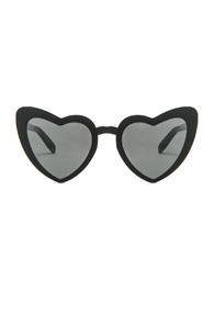 Saint Laurent Lou Lou Heart Sunglasses In Black