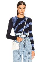 Proenza Schouler Tie Dye Rib Long Sleeve Top In Blue,ombre & Tie Dye