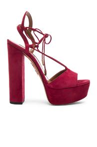 Aquazzura Suede Austin Plateau Heels In Red