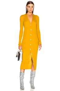 Maison Margiela Rib Knit Long Cardigan In Yellow