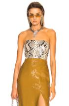 Attico Clio Snakeskin Printed Leather Bustier In Animal Print,neutral