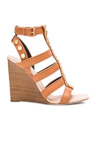 Balenciaga Studded Leather Wedge Sandals In Neutrals