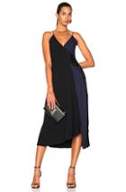 Victoria Beckham Satin Back Crepe Asymmetric V-neck Cami Flare Dress In Black,blue