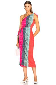 Mara Hoffman Bette One Shoulder Dress In Stripes,pink