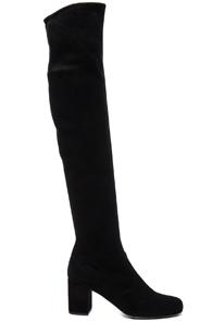 Saint Laurent Stretch Suede Bb Over The Knee Boots In Black