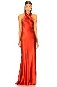 Galvan Silk Pandora Dress In Red