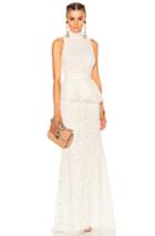 Alexander Mcqueen Lace Peplum Gown In White